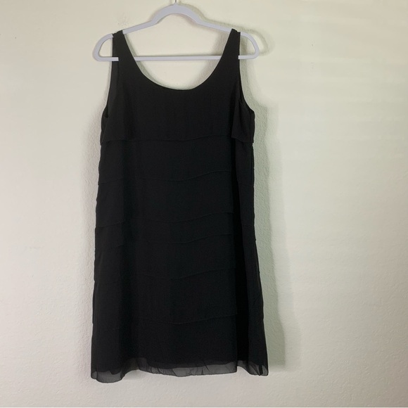 Eileen fisher Womens black layered sleeveless 100% silk dress M - Picture 1 of 6